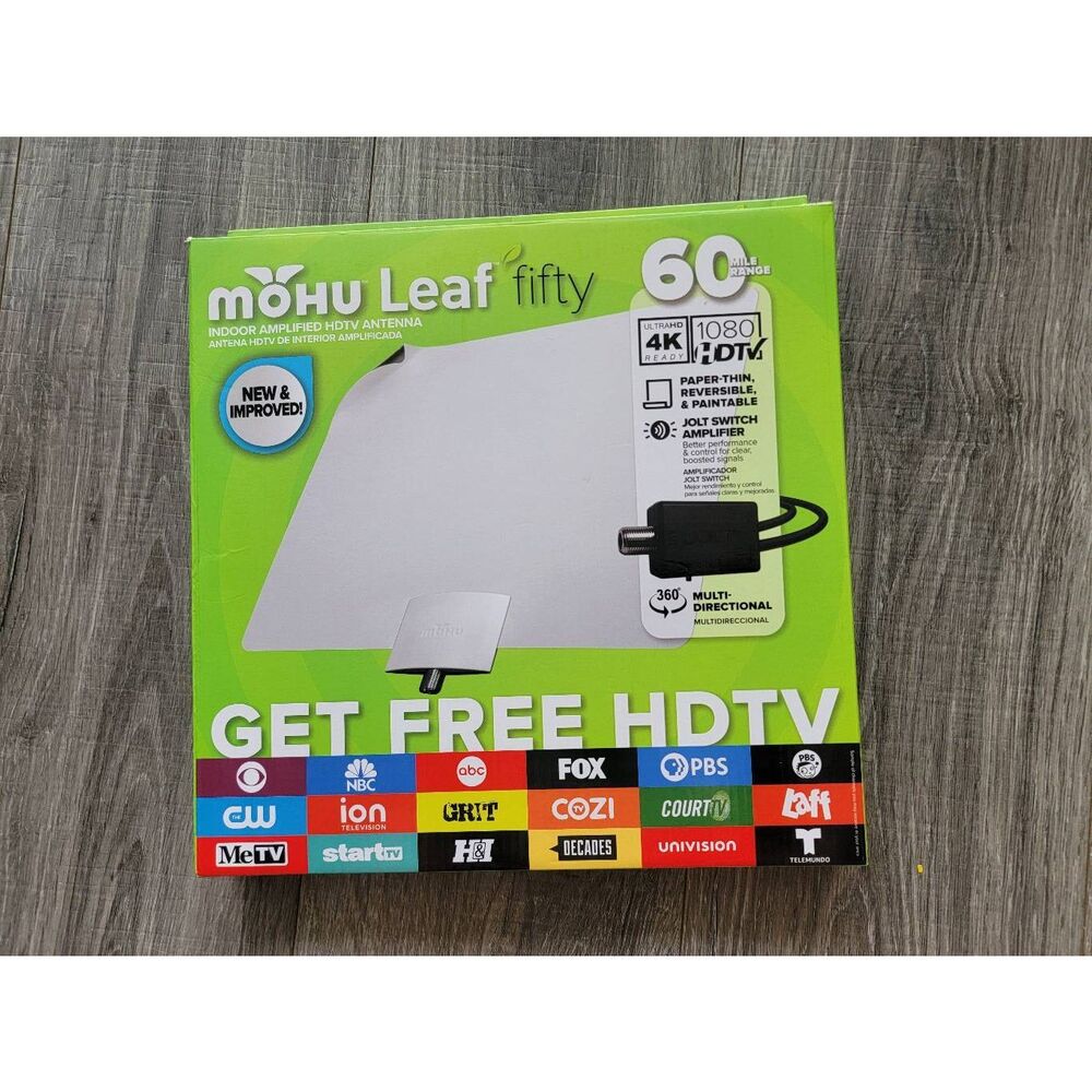 Mohu - Leaf Fifty Amplified Indoor HDTV Antenna 60 Mile Range MH-110584